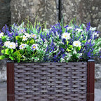 2 Pcs Artificial Potted Flowers for Outdoors - 16 Inch Large Pre-Assembly Purple Flowers Faux Plants Lavender Daisy for Outdoor Home Office Front Doors Patios Porches Yards Decor