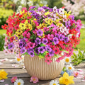 CEWOR 12 Bundles Artificial Flowers for Outdoor Indoor, Fake Silk Daisy with Eucalyptus Leaves, Faux Flower for Garden Front Door Porch Planter Patio Home Decor (6 Multicolor)