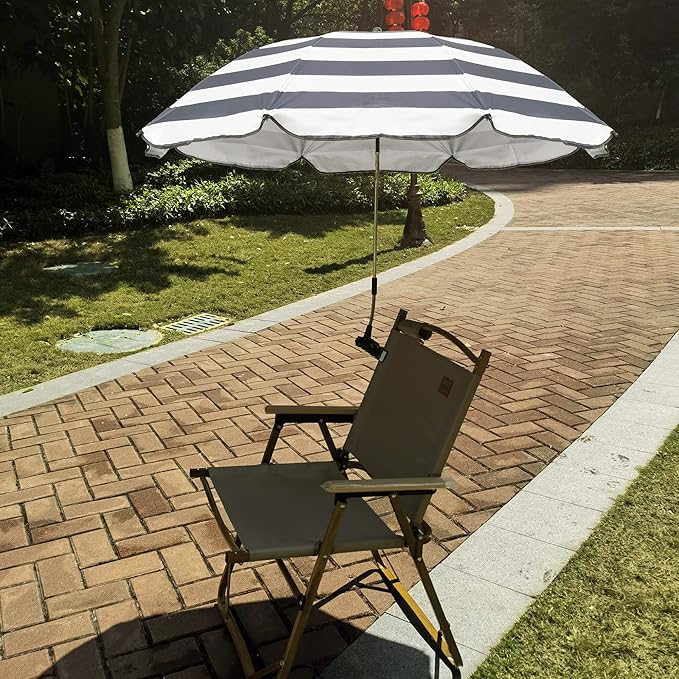 Chair Umbrella with Clamp,46 inches UPF 50+ Clip on Parasol for Patio,Beach Chairs,Strollers,Wheelchairs,Golf Carts
