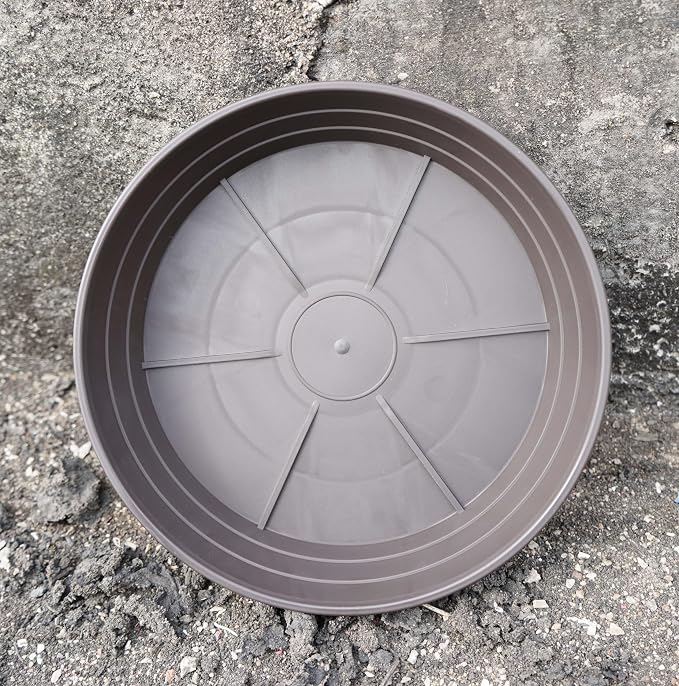 Plant Saucer 6 Inch 4 Pack 6 8 10 12 14 16 18 20 25, Plastic Plant Trays for Pots，Extra-Deep Plant Water Dray Tray, Bird Bath Bowl, Heavy Flower Plant saucers Indoors and Outdoor No Holes 6in-4 brown