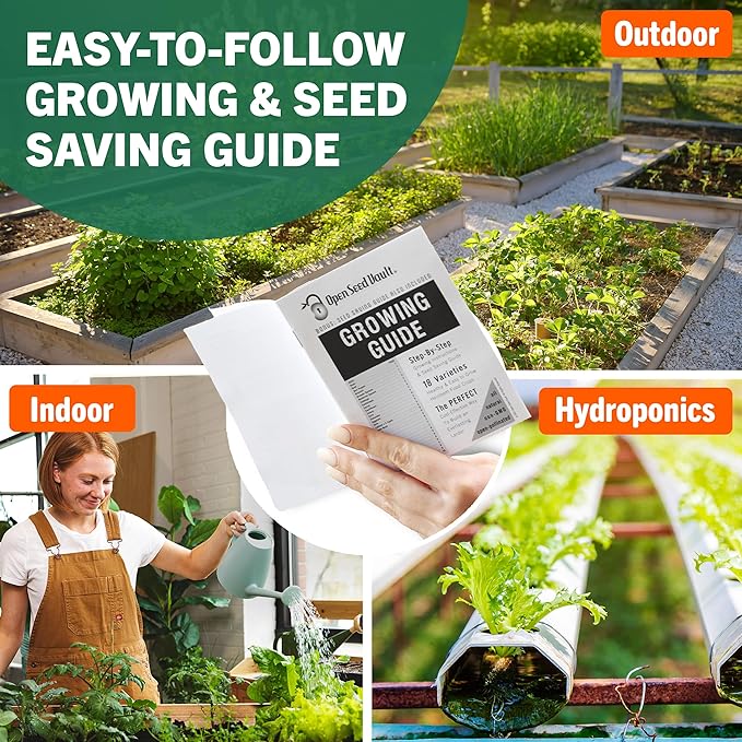 Open Seed Vault |15,000 Heirloom Seeds | 18 Seed Types | Survival Seeds | 2026 Season | Non GMO Vegetable and Fruit Seeds | Planting Outdoor & Indoor Garden