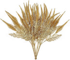 PASYOU Artificial Plants for Christmas Decor, Plastic Grass Fake Shrubs Simulation Tail Leaves Indoor Outdoor Home Garden Planter Filler Party Hotel Verandah Wedding Faux DIY Decoration - Gold 4 Pack