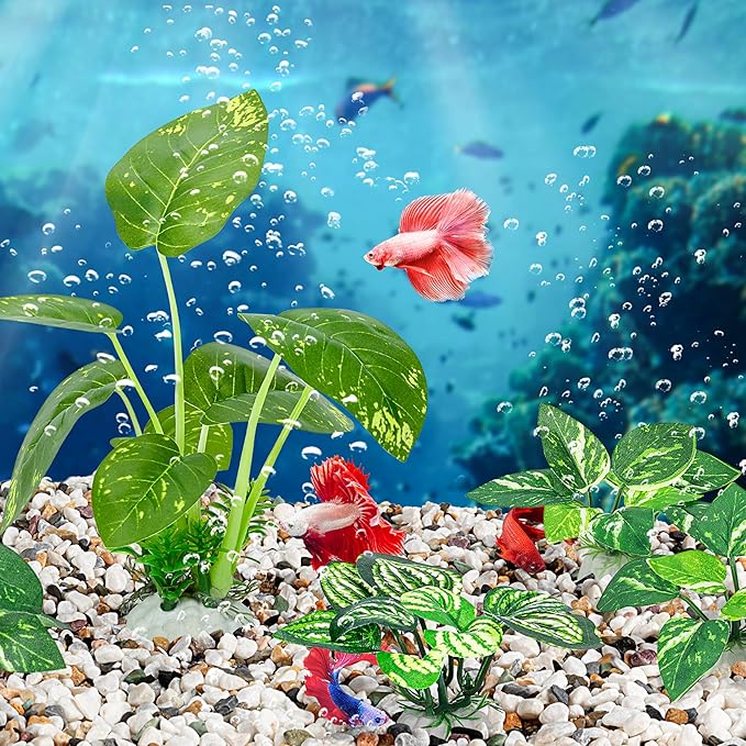 MyLifeUNIT Betta Fish Tank Decor, 10 Pack Silk Aquarium Plants for Aquarium Decoration and Fish Tank Decoration
