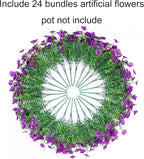 Ivydale Artificial Flowers for Outdoor 24 Bundles Fake Mums with Eucalyptus Leaves UV Resistant Silk Faux Daisy Flower Plant for Outside Home Porch Patio Window Box, Purple