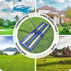 Updated Lawn Leveling Rake 30"x10", Lawn Leveler with Aluminum Rollers, Yard Leveling Rake Stainless Steel with 27-80" Adjustable Handle, Heavy-Duty Ground Leveler Suit for Garden,Golf,Lawn,Farm,Blue