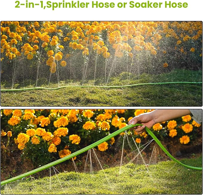 Sprinkler Soaker Hose 25FT, Watering Hose with Holes, High-Efficiency Sprinklers System for Garden and Lawn with Staples