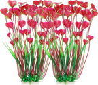 MyLifeUNIT Aquarium Plants, 2 Pack Tall Plastic Plants for Fish Tank Decorations, 15.75 Inches (Pink)