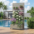 Casaphoria Metal Raised Garden Bed with Trellis and Wheels, 72"x35"x16" Planter Box for Climbing Plants, Vegetables & Vines, Features Drainage Holes and Privacy Screen, Grey-Harold