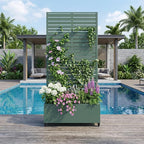 Casaphoria Metal Raised Garden Bed with Trellis and Wheels, 72"x35"x16" Planter Box for Climbing Plants, Vegetables & Vines, Features Drainage Holes and Privacy Screen, Drak Green-Louvered