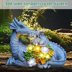 Dragon Solar Garden Statues Outdoor Decoration with Succulent and 6 LED Lights,Dragon Figurine Solar Lights Lawn Décor,Outside Statue Ornament for Patio, Balcony, Yard,Unique Gift for Mom