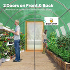 KING BIRD Premium 25x10x6.6FT Greenhouse for Outdoors, Large Walk-in Upgraded Galvanized Metal Frame, Mesh Door Screen Window Improved Zipper Tunnel Hoop for Garden Plant Winter, 2 Stiffeners, Green