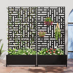 Casaphoria Metal Raised Garden Bed with Trellis and Wheels, 72"x35"x16" Planter Box for Climbing Plants, Vegetables & Vines, Features Drainage Holes and Privacy Screen (Black-Helen)