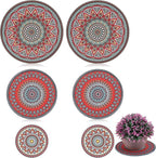 Nuanchu 6 Pcs Boho Plant Pot Mat 3 Sizes Absorbent Non Slip Pots Pad Round Plant Coaster Mat Gardening Indoor Outdoor Flower Plant Protect Mat