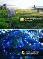 Brightown Solar Christmas Lights Outdoor Waterproof, 2 Pack Total 78FT 200 LED Solar Rope Lights with 8 Modes, Christmas Outdoor Decoration, Solar String Lights for Outside House Tree Halloween, Blue