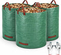 Gardzen 3-Pack 72 Gallon Yard Waste Bags, Reusable Heavy Duty Collapsible Garden Leaf Bags with Plastic Ring, Stand-Up Yard Waste Bin for Leaves, Lawn Debris & Grass Clippings
