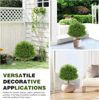 JTING' CHOISIR Set of 2 Artificial Cypress Cedar Boxwood Topiary Ball Trees with Ground Spike, 26 Inches UV Resistant Fake Plant Bushes Shrubs, for Indoor Outdoor Front Porch Garden(Cypress)