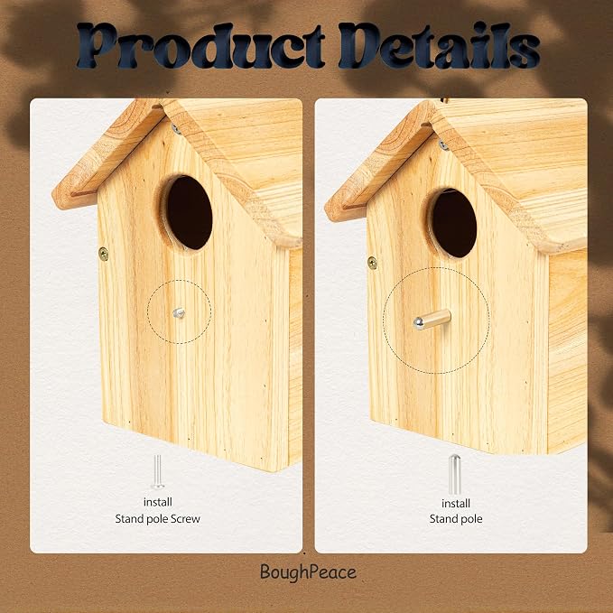 Wooden Bird Houses for Outside Hanging Birdhouses Nest Bluebird House for Cardinals Finch Wren Swallow for Garden Viewing 3