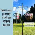 LaLaGreen Shepherd Hooks Outdoor (60 Inch, 2 Pack) Hook for Hanging Flower Basket for Plants, Black Tall Heavy Duty Hanging Stakes Plant Hanger Bird Feeder Outside, Lantern, Wind Chime, Garden Decor
