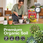 Premium Cactus & Succulent Soil Mix (0.5 Cu Ft) – Root Rot Protection with Volcanic Ash & Chicken Manure – Fast Draining Mix for Indoor Plants, Aloe, Citrus, & Palms – Organic, Ready-to-Use