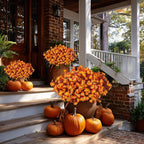 Artificial Flowers Outdoor Shrubs - Fake Plants UV Resistant No Fade Faux Plastic Greenery Home Garden Porch Patio Decoration Office Indoor (Orange)