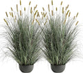 4ft Onion Grass Set of 2, Artificial Plant and Greenery, Fake Floor Plants Indoor Outdoor, Potted Faux Green Bristlegrass with Spikes, Large Size Horsetail Reed Grass, House Decorative