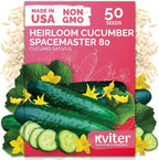 KVITER 50 Spacemaster 80 Cucumber Seeds (Cucumis sativus) - Compact Space Master Cucumber Organic Seed Packets, Pickling & Slicing Cucumbers - Vegetable Seeds for Planting in Small Garden & Containers