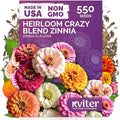 KVITER 550 Crazy Blend Zinnia Seeds for 2026 (Zinnia Elegans) – Double Zinnia Seed Mix, Heirloom Pollinator Magnet – Ideal Flower Seeds for Planting in Cutting Garden, Borders, Containers