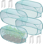 4 Pcs 39" x 18" x 16" Pop Up Garden Plant Covers,Mesh Plant Protector for Raised Garden & Flower Bed,Net Cage Plant Guard for Fruits, Vegetables, Seedlings and Herbs, 32 Ground Stakes for Fixing