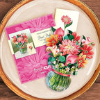 Freshcut Paper Pop Up Cards, Mini Dear Dahlia, 6 Inch Mini Sized Forever Flower Bouquet 3D Popup Greeting Cards, Birthday Card, Thank You Card, Blank Notecard & Envelope