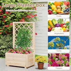 Giantex Raised Garden Bed with Trellis, Wooden Elevated Planter Box for Climbing Plants, Outdoor Garden Planter for Vegetables Flowers Herbs, Patio Balcony Planting Box, 23 x 14 x 40 Inch