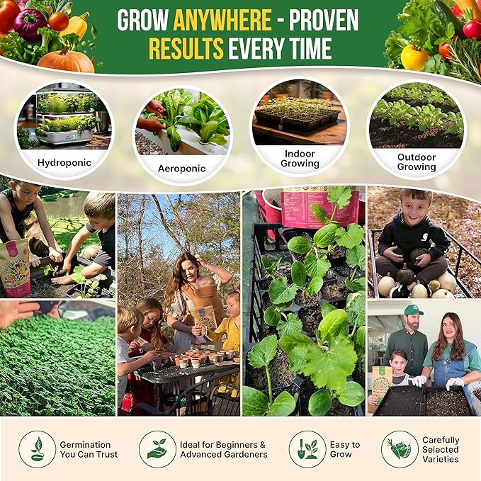 75 Vegetable & Greens Seeds Variety Pack, Garden Seed Starter Kit - Over 44,700 Non-GMO Heirloom Seeds for Planting Vegetables and Greens, Seed Box with Gardening Supplies, Gardening Gifts