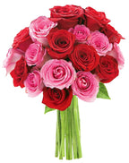 KaBloom - Romantic Bouquet of 18 Red and Pink Roses - Fresh Flowers for Birthday, Valentine's & Mother's Day
