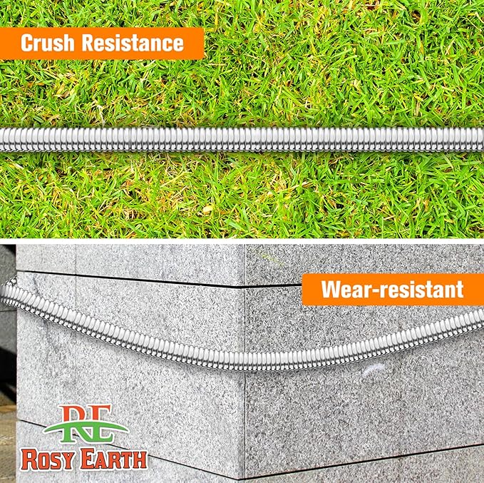 Metal Garden Hose 125 FT - 304 Stainless Steel Water Hose 125 FT - Expandable Short Flexible Garden Hose,no Kink Explosion, no Bite