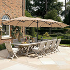 SUPERJARE 15FT Outdoor Umbrella for Patio, Double sided Pool Umbrellas with Fade Resistant Canopy, Large Table Umbrella for Deck, Market, Backyard - Beige(No Base)