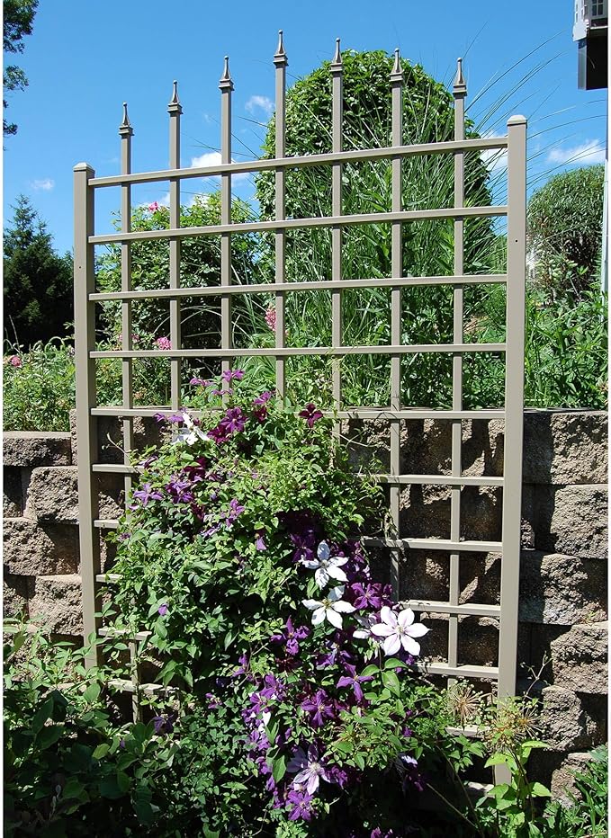 Dura-Trel Winchester 57 x 95 Inch PVC Vinyl Outdoor Garden Patio Trellis, with Wall Mounting Screws, Mocha