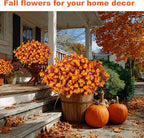 Artificial Flowers Outdoor Shrubs - Fake Plants UV Resistant No Fade Faux Plastic Greenery Home Garden Porch Patio Decoration Office Indoor (Orange)