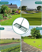 Lawn Leveling Rake 30x10'', Yard Leveling Rake for Soil with Adjustable Handle, Stainless Steel Lawn Leveler Tool for Garden, Backyard, Farm, Golf Course