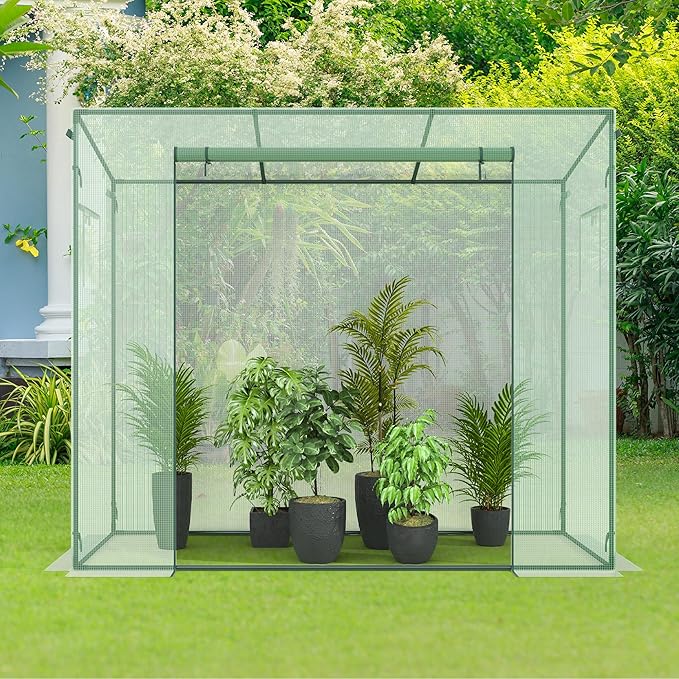Small Greenhouse for Outdoors, Green House for Winter with Roller Shutter Zipper Door and Window, Thickened PE Cover, Portable Greenhouse for Indoor and Outdoor Plant Growth