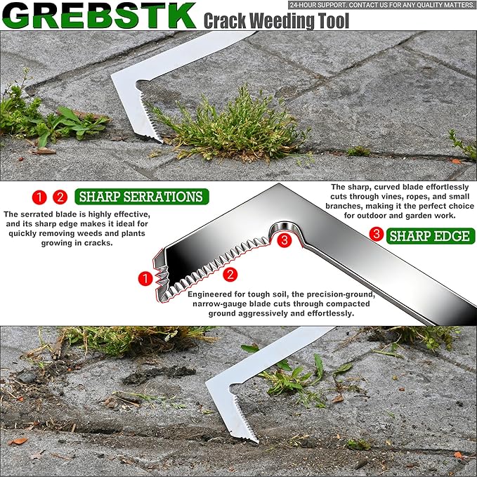 GREBSTK Crack Weeder Crevice Weeding Tool Stainless Steel Manual Weeder Gardening Tool