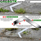 GREBSTK Crack Weeder Crevice Weeding Tool Stainless Steel Manual Weeder Beech Handle Gardening Tool, 22 inch
