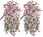HyeFlora Artificial Flowers for Outdoors Decoration, 2Pcs Pink Fake Hanging Spring Summer Decor, Lifelike Plants, UV & Fading Resistant Flower for Porch Patio Balcony Planter Yard Home Garden