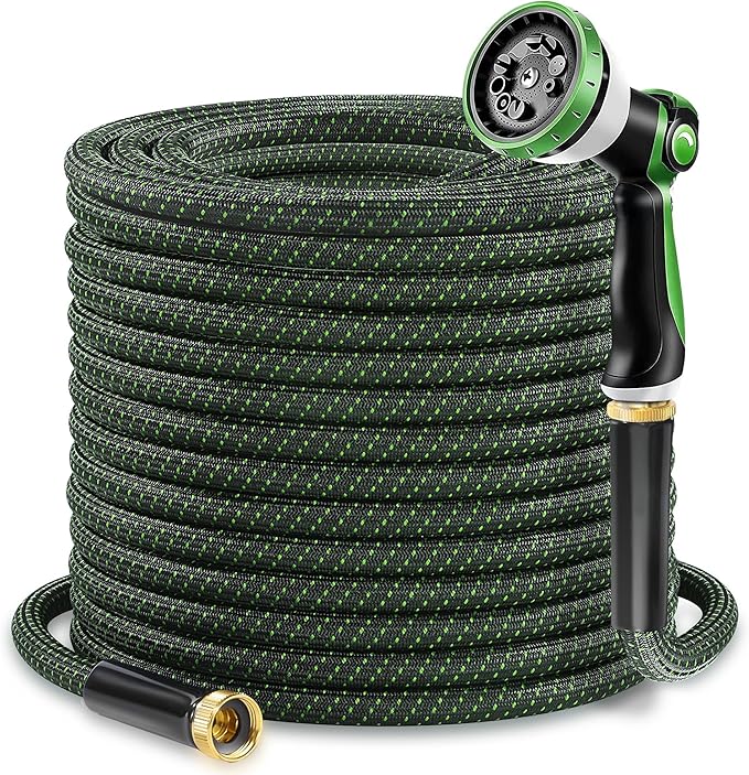 Garden Hose 50ft - Lightweight Water Hose, with 10-Pattern Nozzle, Triple-Layer Construction, All-Weather Hose,Flexible and Anti-Kink, Durable for Watering, Outdoor Use
