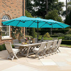SUPERJARE 15FT Outdoor Umbrella for Patio, Double sided Pool Umbrellas with Fade Resistant Canopy, Large Table Umbrella for Deck, Market, Backyard - Light Blue(No Base)