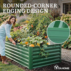 YITAHOME 6x3x2ft Large Raised Garden Bed Kit, Galvanized Metal Planter Box with Gloves, Support Rod, Outdoor Above Ground Planters for Plants, Vegetables, Flowers, Green