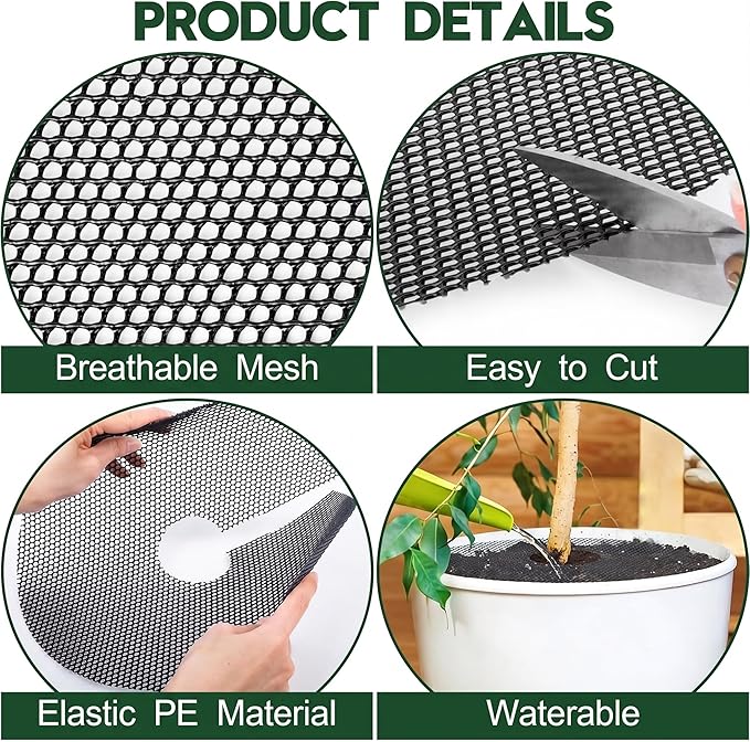 Livious 6 Pcs Plant Pot Grids Protectors from Cats,Squirrels Digging and Animals,11.8 Inch Cuttable Plant Pot Soil Covers for Outdoor Indoor,Adapts to Different Pot Sizes