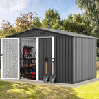 DWVO 10'x8' Large Metal Outdoor Storage Shed, Heavy Duty Tool Storage Sheds for Backyard Patio Lawn - Ideal for Bicycles, Garden Tools, and Lawn Equipment, Easy-to-Assemble, Dark Gray