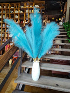 Premium Faux Teal Pampas Grass Decor 8pcs 43.3″ 110cm– Peacock Teal Tall Fluffy Feather Flowers, No Assembly 18-Branch One-Piece Stems for Boho Wedding & Coastal Home Decor, Floor Vase Accent