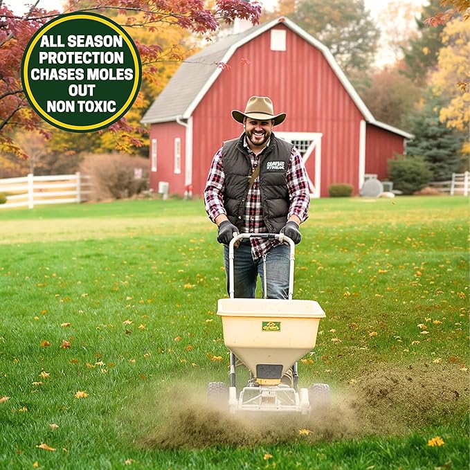 Nature's MACE Mole and Vole MACE, Mole Deterrent for Yard, Mole Repellent for Lawns, Keep Moles Out of Garden, Castor Oil Granules, Vole Repellent Outdoor, Plant & Pet Safe, 22 lb Bag, 17,600 Sq Ft