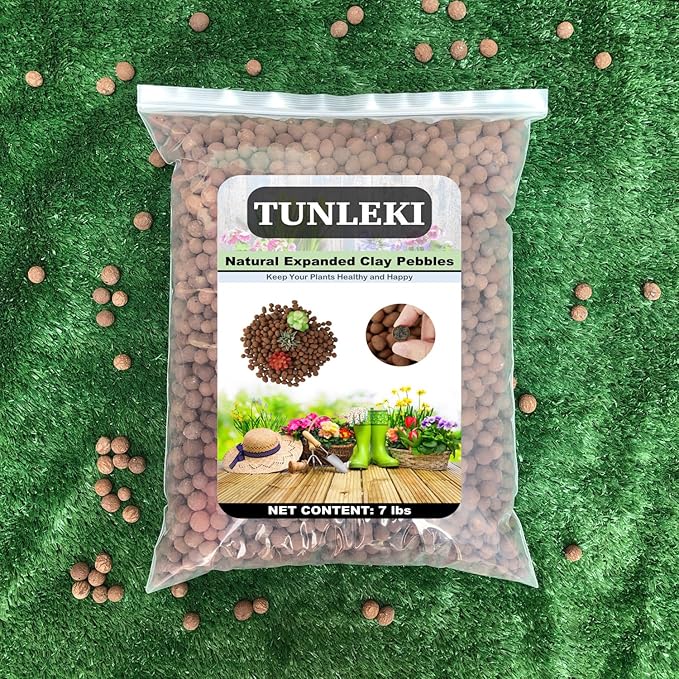 7Lbs Leca Expanded Clay Pebbles, 8-16mm Expanded Clay Aggregate, Natural Clay Pebbles for Hydroponic & Aquaponics Growing, Orchid Potting Mix, Hydroponics Supplies for Indoor Garden Plants