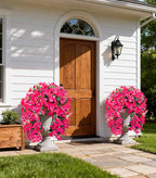HyeFlora Bougainvillea Artificial Hanging Flowers Plants for Outdoors Decoration, 2pcs Fake Flowers Silk Bougainvillea Vines Realistic UV Resistant Faux Flowers for Planters Porch Patio Urn, Hot Pink